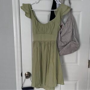 Green Ruffle Sleeve Dress